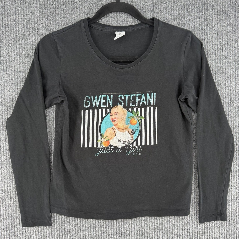 Gwen Stefani Just a Girl Las Vegas long sleeve baby tee black graphic top Small